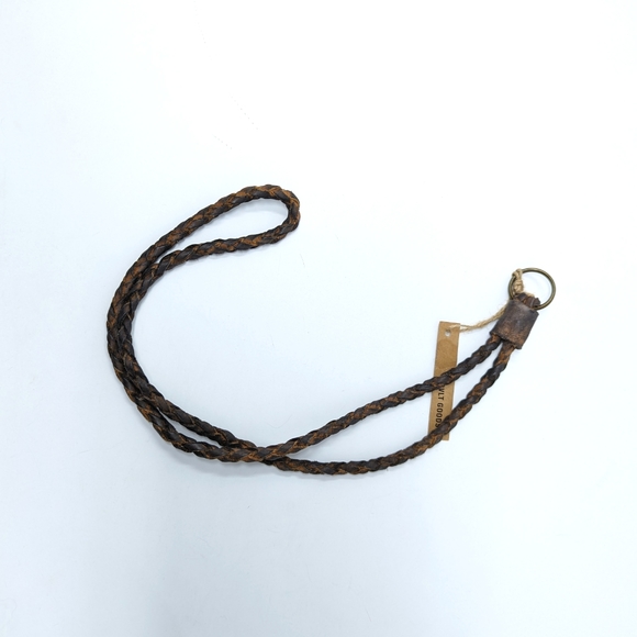 Leather long keychain - brown braided - Picture 3 of 4